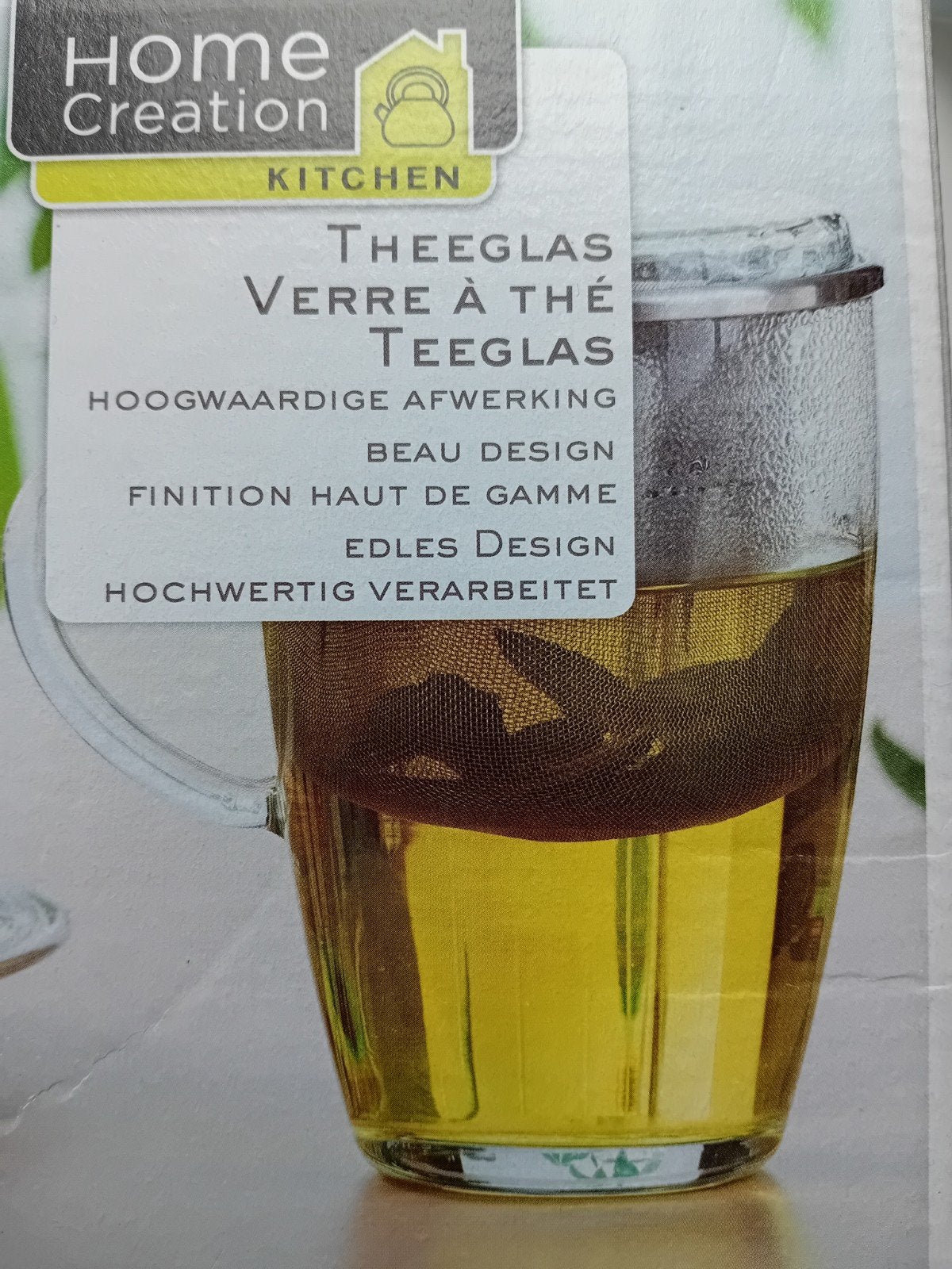Theeglas met RVS zeef en deksel van Hilst thee en koffie., Ophalen