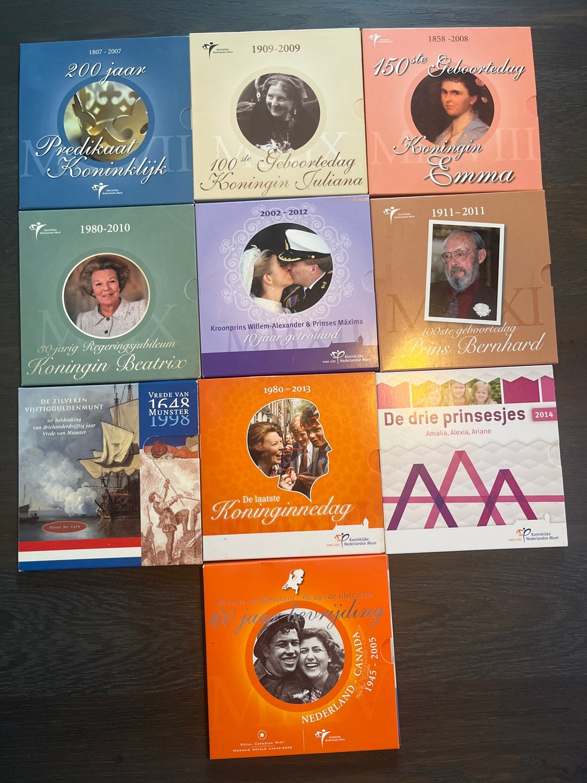 10 st Zilver Proof  Koninklijke Herdenkingsmunten, Ophalen, Overige typen