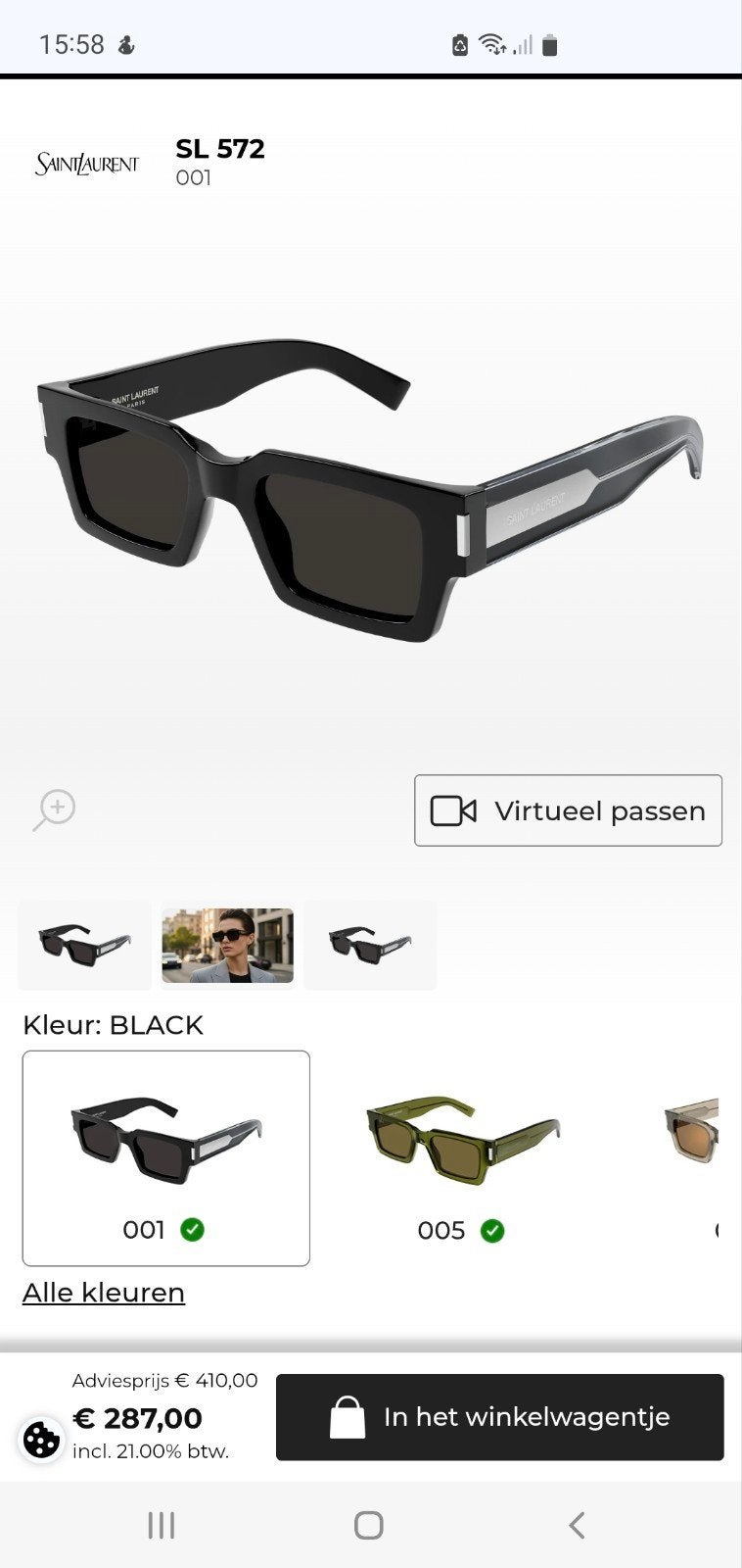 Saint Laurent SL 572 Zonnebril - Zwart, Sieraden, Tassen en Uiterlijk, Zonnebrillen en Brillen | Dames, Overige merken, Zonnebril