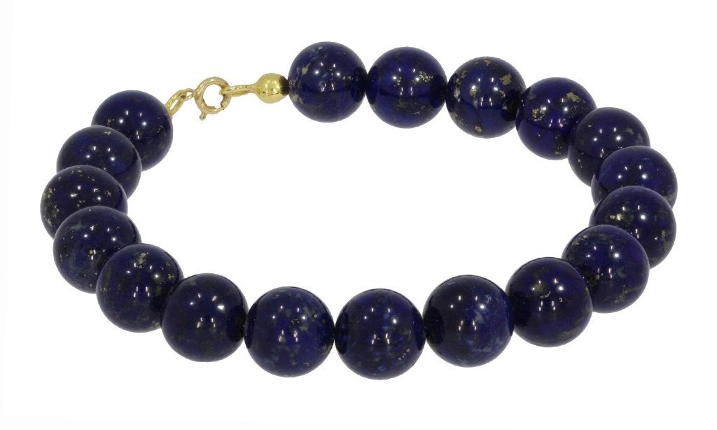 Lapis Lazuli edelsteen 14k gouden slot fraaie armband dames, Voordeelsieraden, Ophalen of Verzenden, Zo goed als nieuw, Met edelsteen