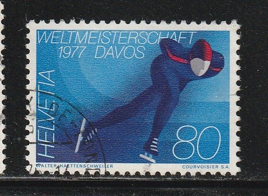 Zwitserland 1976 - St. Gotthard - Schaatser, Postzegels en Munten, Ophalen, Gestempeld
