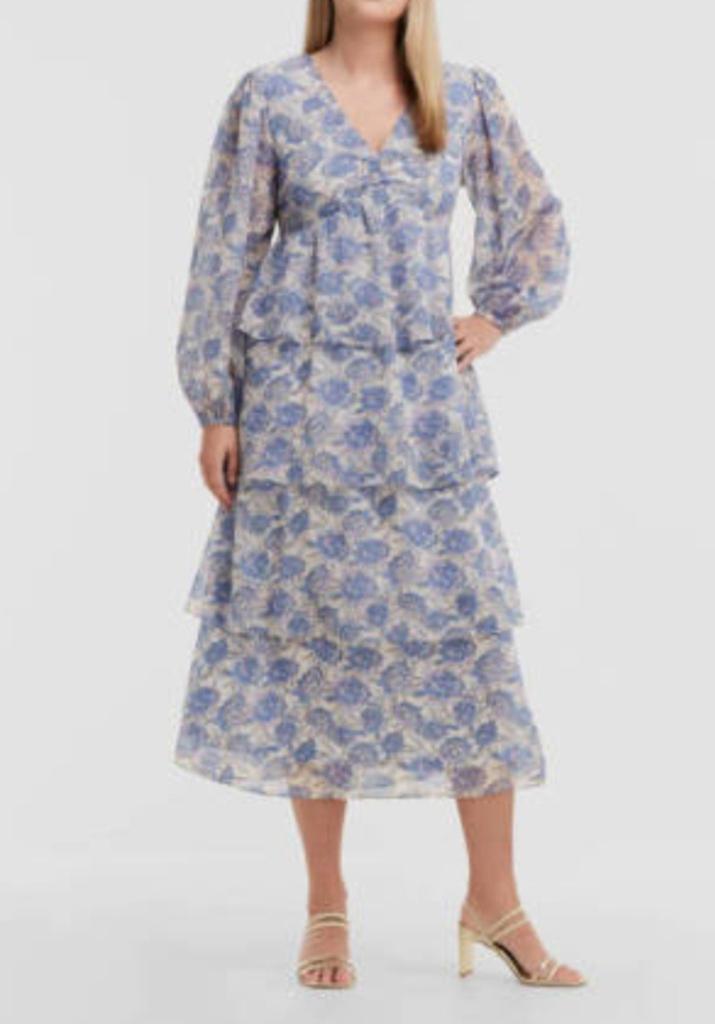 Maxi jurk bloemenprint Miljuschka by wehkamp, Maat 38/40 (M), Miljuschka by wehkamp, Blauw, Nieuw
