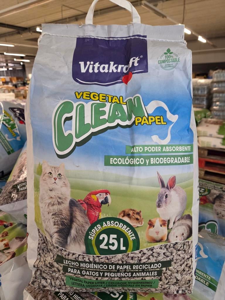 Vitakraft kattenbakvulling vegatal clean papel 25KG, Ophalen, Gesloten, Nieuw