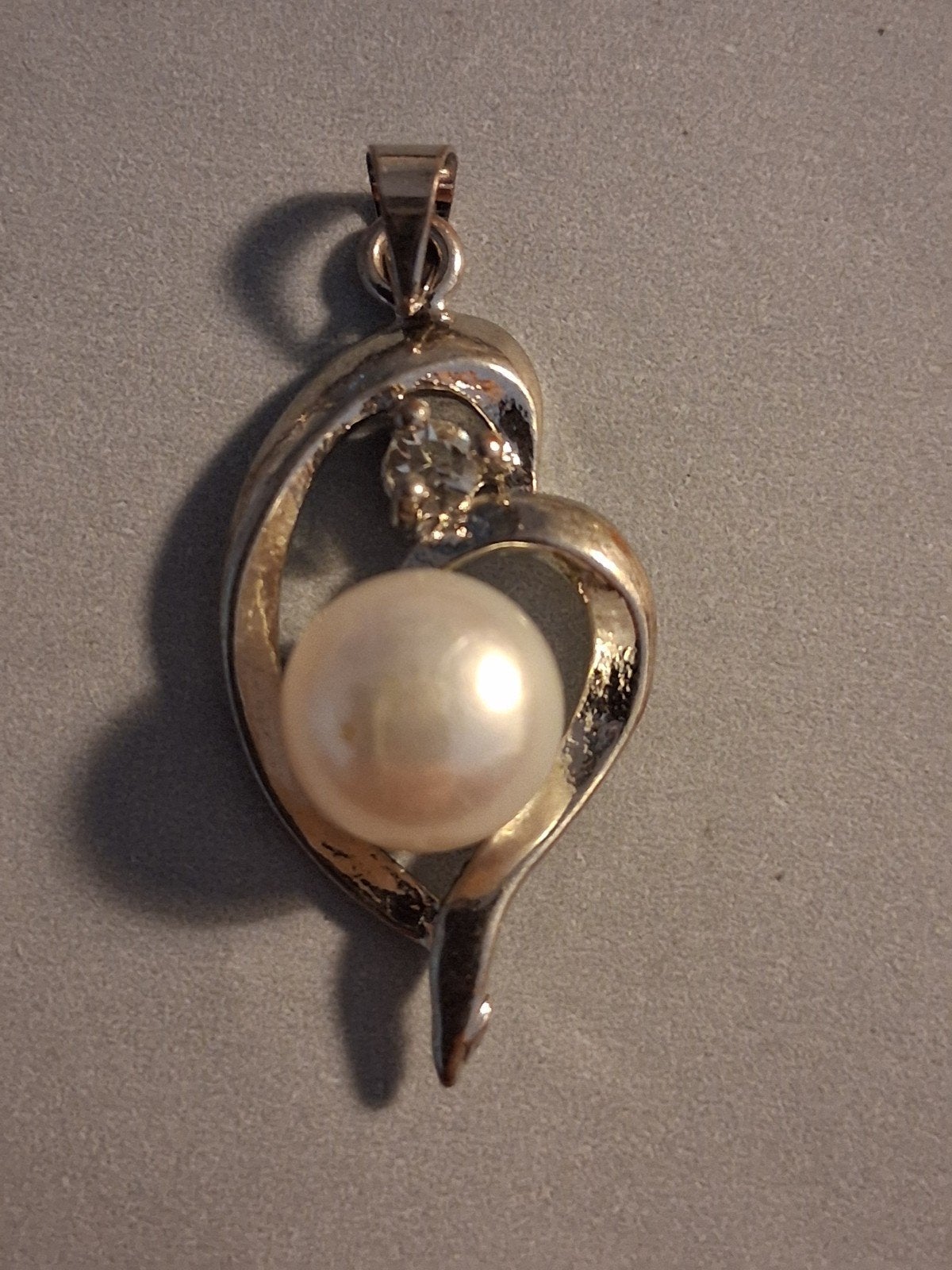 Zilver Parel/bergkristal hanger -- afm. 2cm, Verzenden, Zo goed als nieuw, Overige kleuren, Zilver