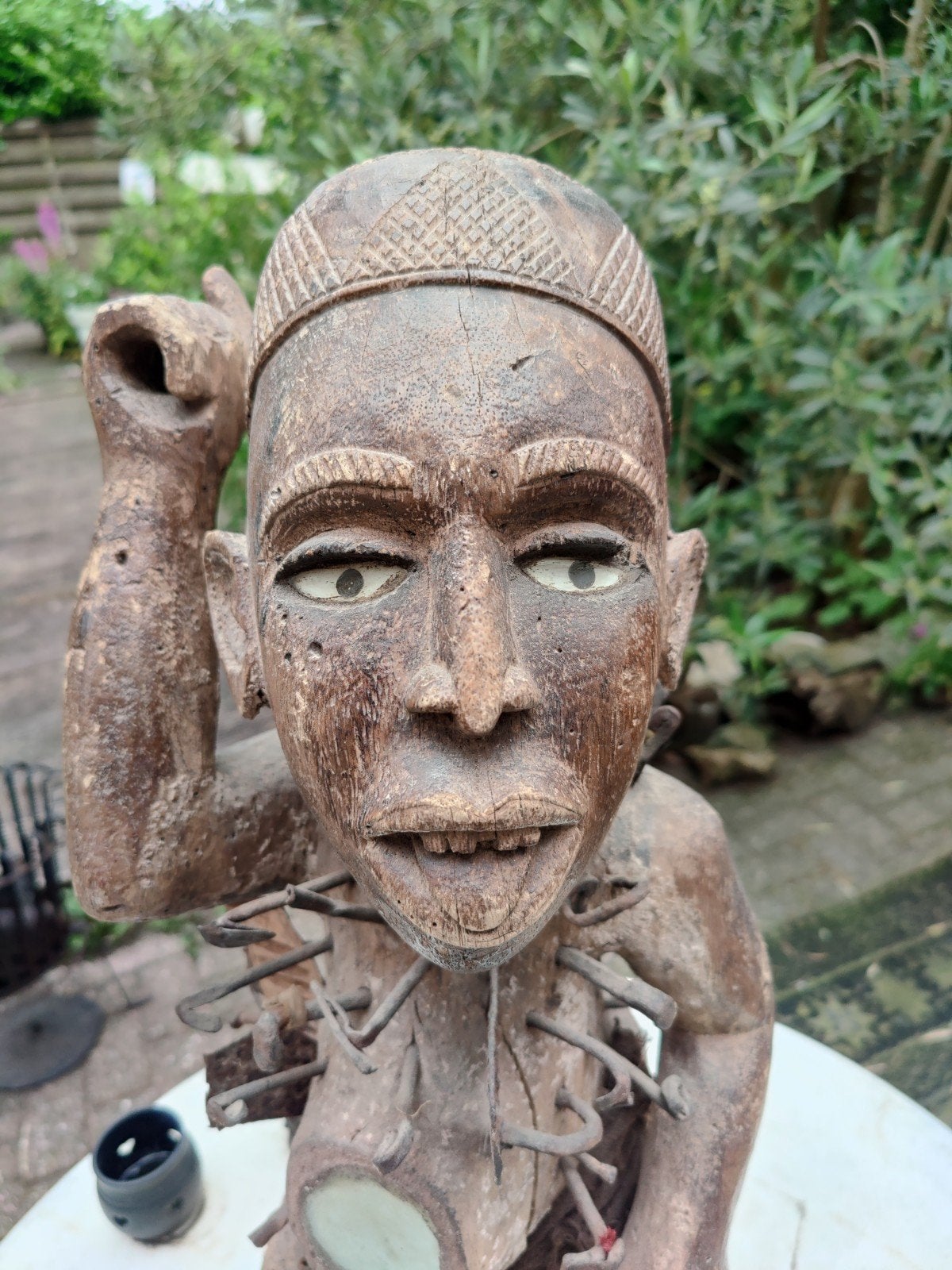 Groot Antiek Afrikaans beeld Nkisi Yombe Congo, Antiek en Kunst, Kunst | Niet-Westerse kunst, Beeld, Afrika, Hout, Bruin, Gesneden
