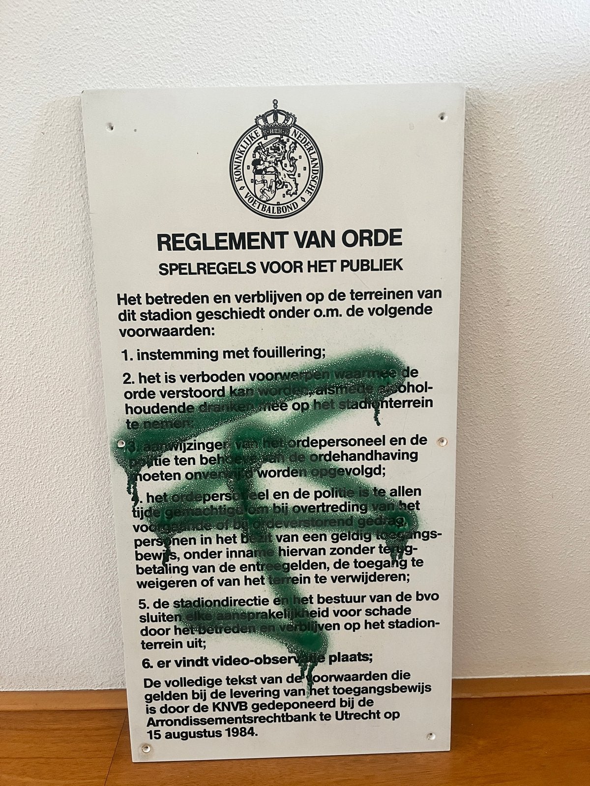 Oud stadion bord bij  bruggetje voorland / de Meer, Ophalen of Verzenden, Gebruikt, Overige sporten, Overige typen