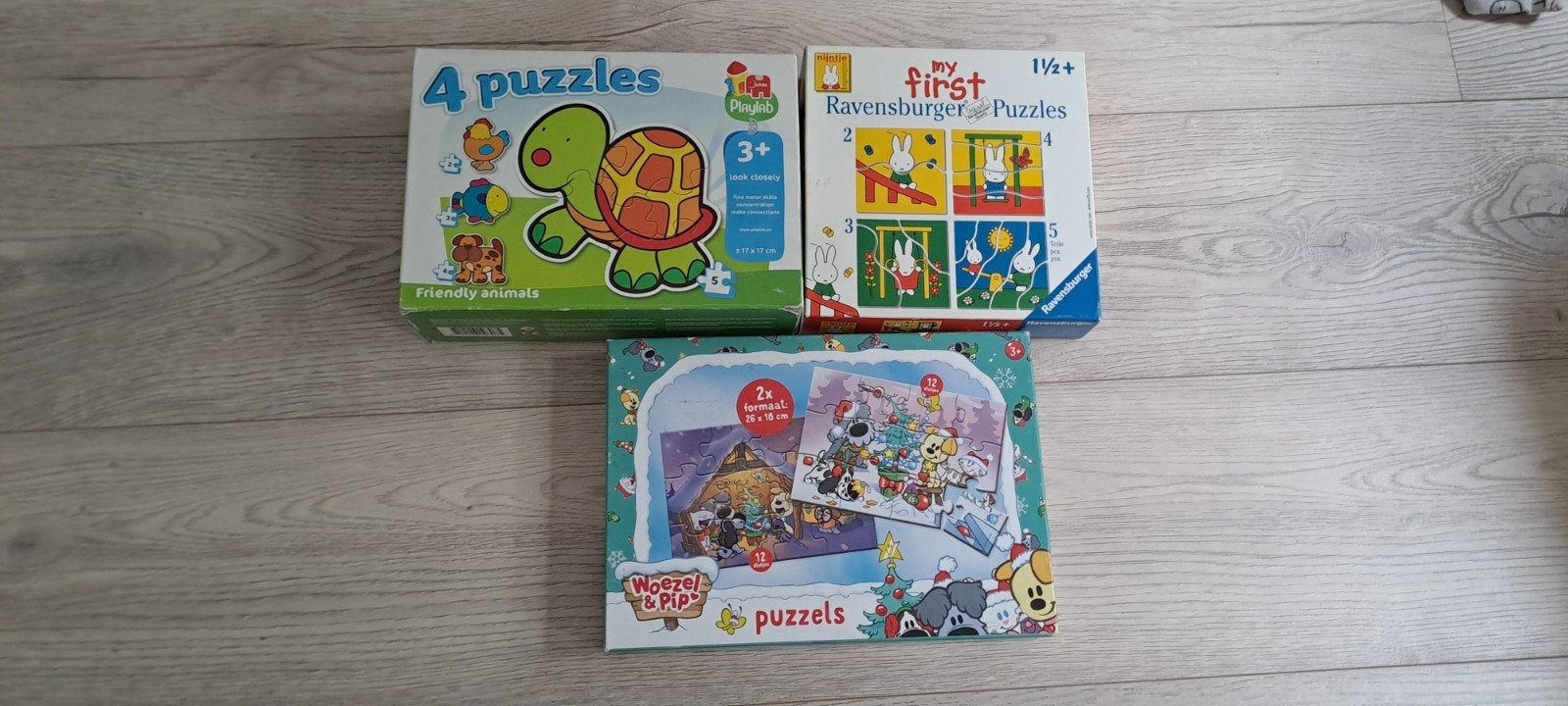 Puzzel pakket: Nijntje, Woezel en Pip, Dieren, Ophalen of Verzenden, Minder dan 10 stukjes, Gebruikt, 6 maanden tot 2 jaar