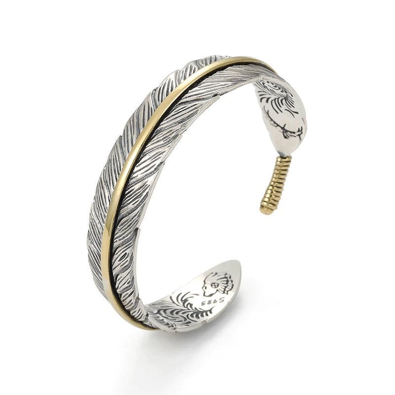 Zilverkleurige Goudkleurige Veren Dames Manchet Armband, Verzenden, Nieuw, Overige kleuren, Staal