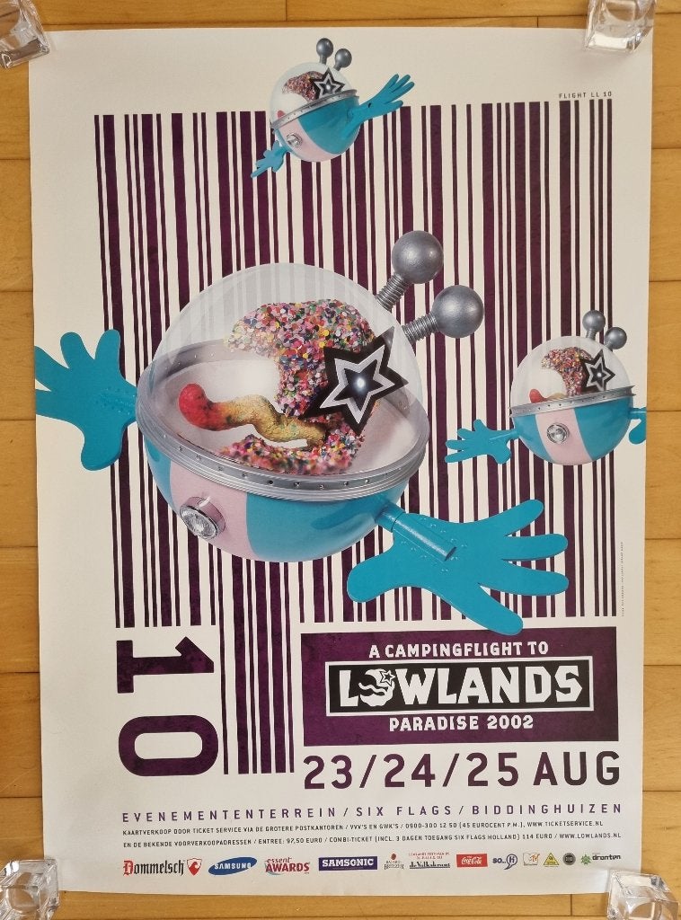 Lowlands poster 2002, Verzamelen, Ophalen, Rechthoekig Staand, Zo goed als nieuw, A1 t/m A3