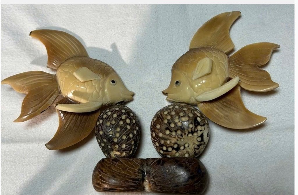 Vissen set van Hoorn Been, woondecoratie, 21 x 14 cm, Ophalen of Verzenden