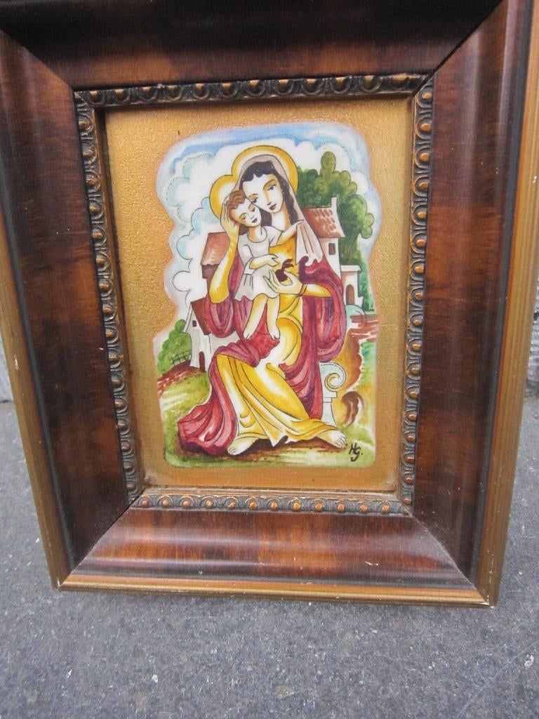 Maria en Jezus Emaille,Klein Wolterman portretje  ?, Ophalen of Verzenden