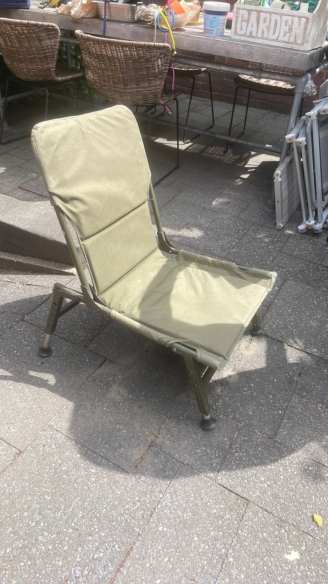 Te koop vissersstoektje verstelbaar, Ophalen, Zo goed als nieuw, Wicker, Verstelbaar