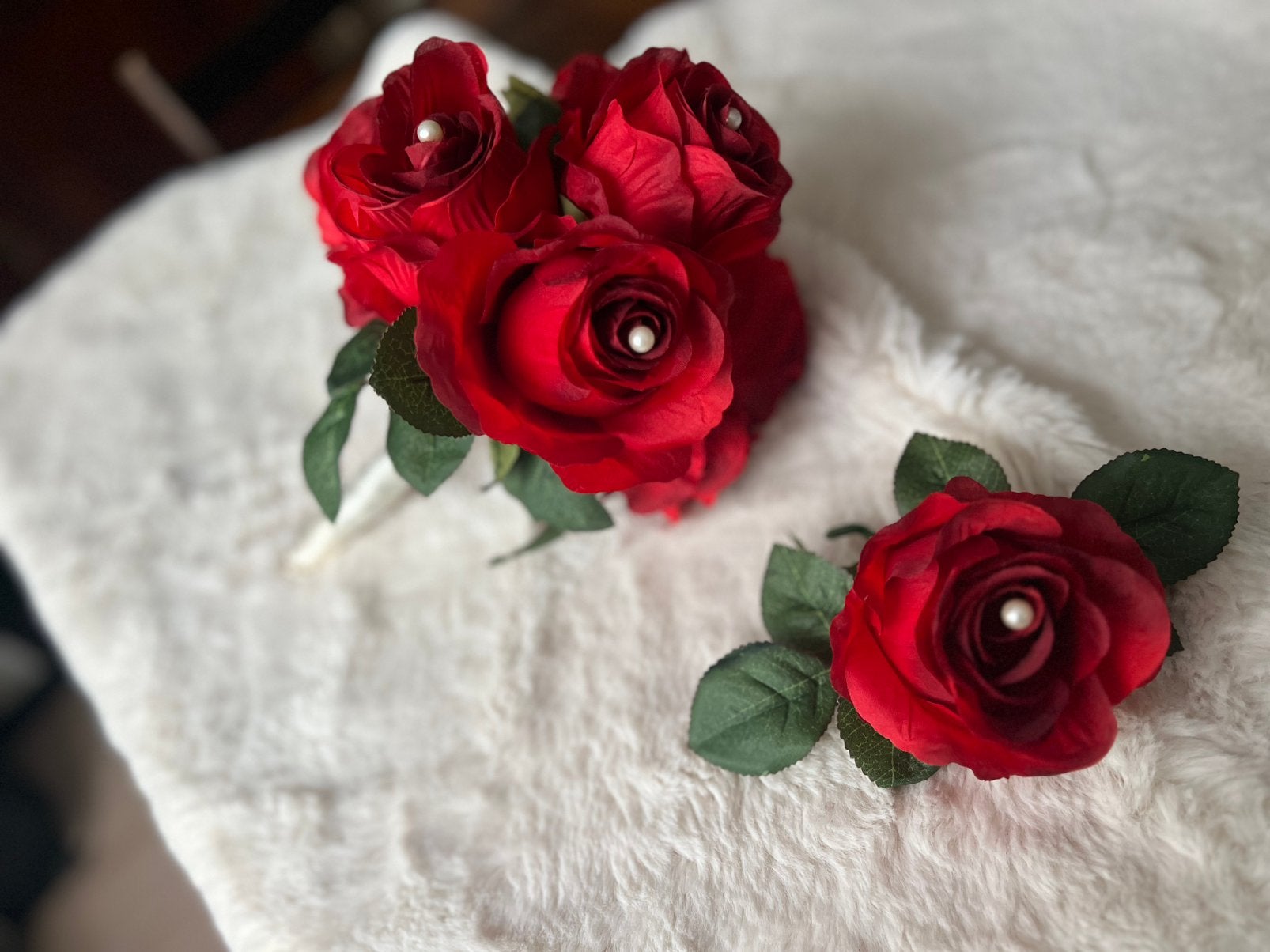 Bruidsboeket met corsage, Ophalen of Verzenden, Zo goed als nieuw