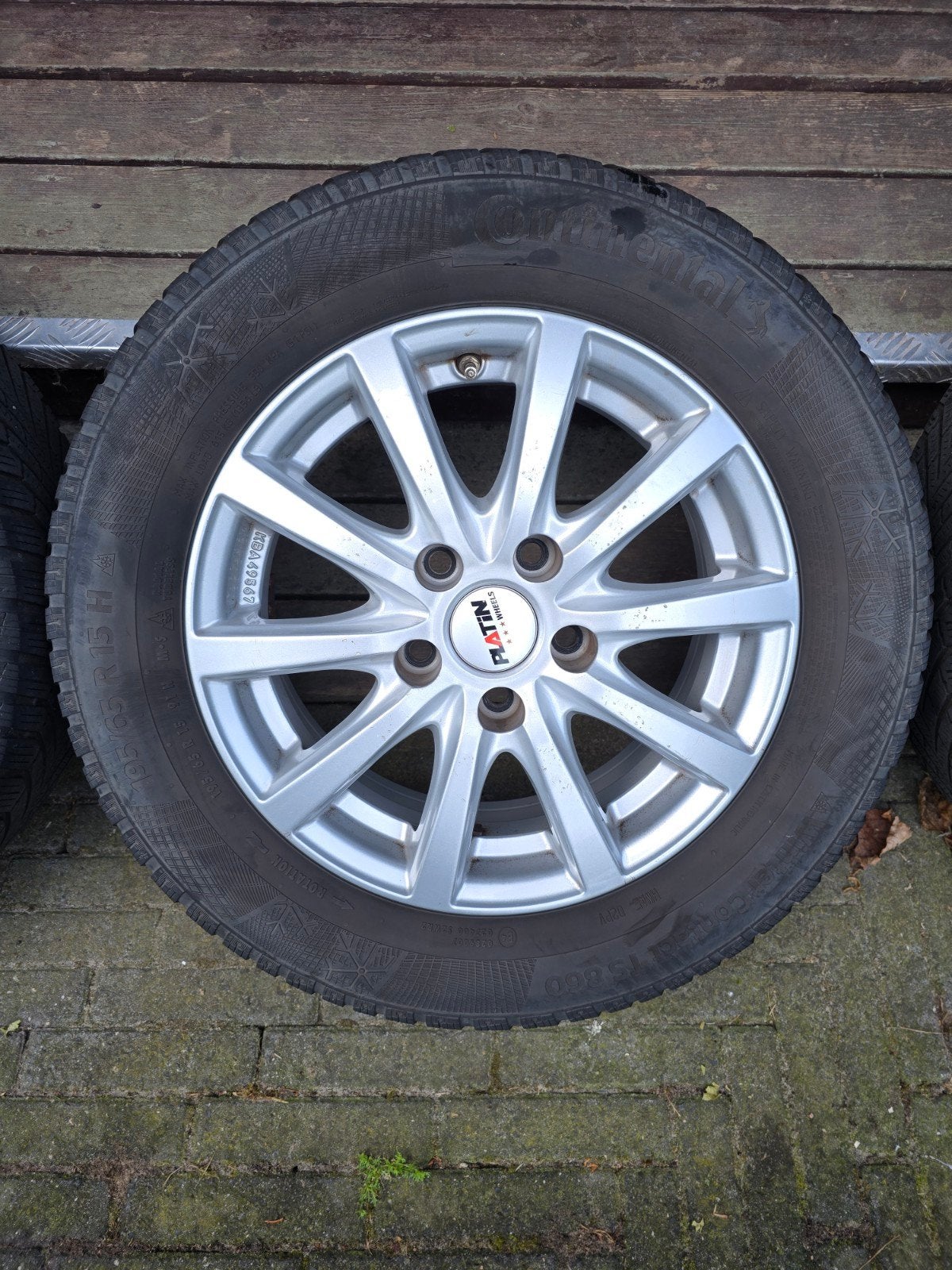 Continental Winterbanden op Platin Velgen 195/65 R15, Auto-onderdelen, Ophalen, Gebruikt, 15 inch, Banden en Velgen
