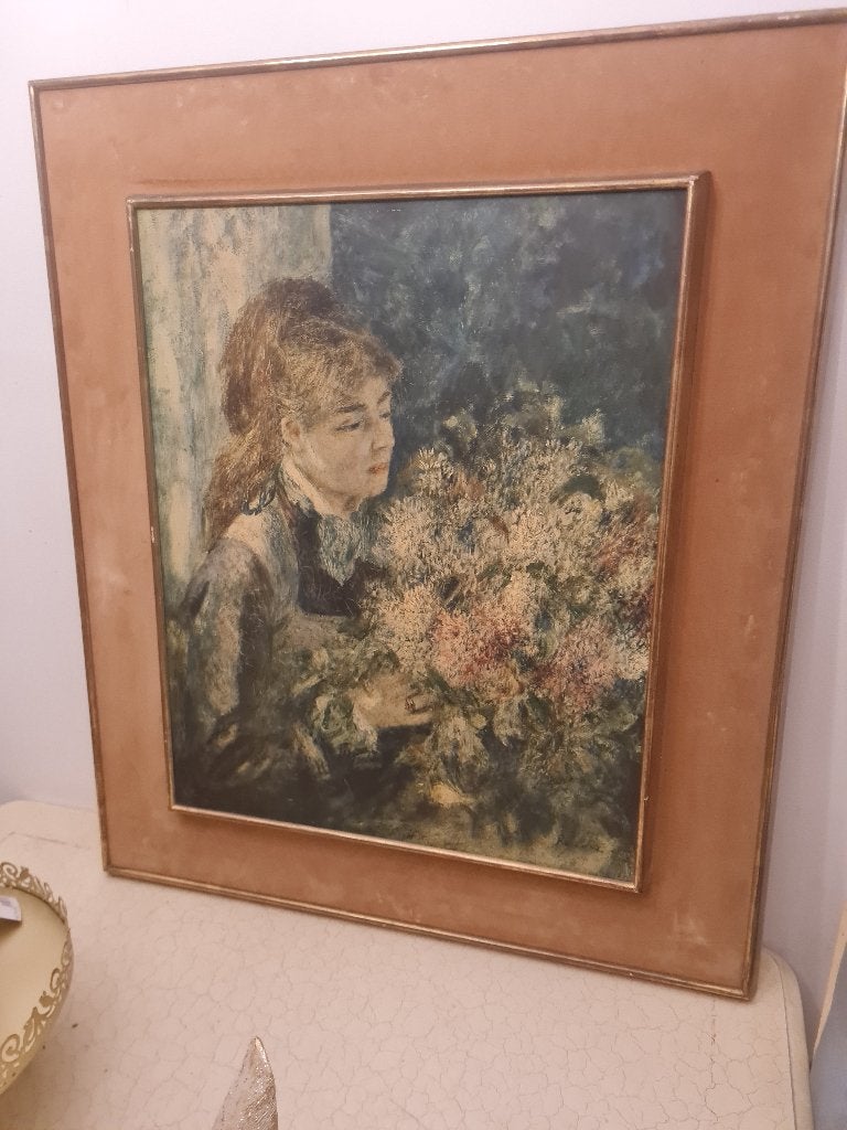 Grote vintage lijst met romantische prent foto 1 t/m 6, Schilderijlijst, Belle Vieille Brocante, Zo goed als nieuw, Jolandamonsieurs@gmail.com