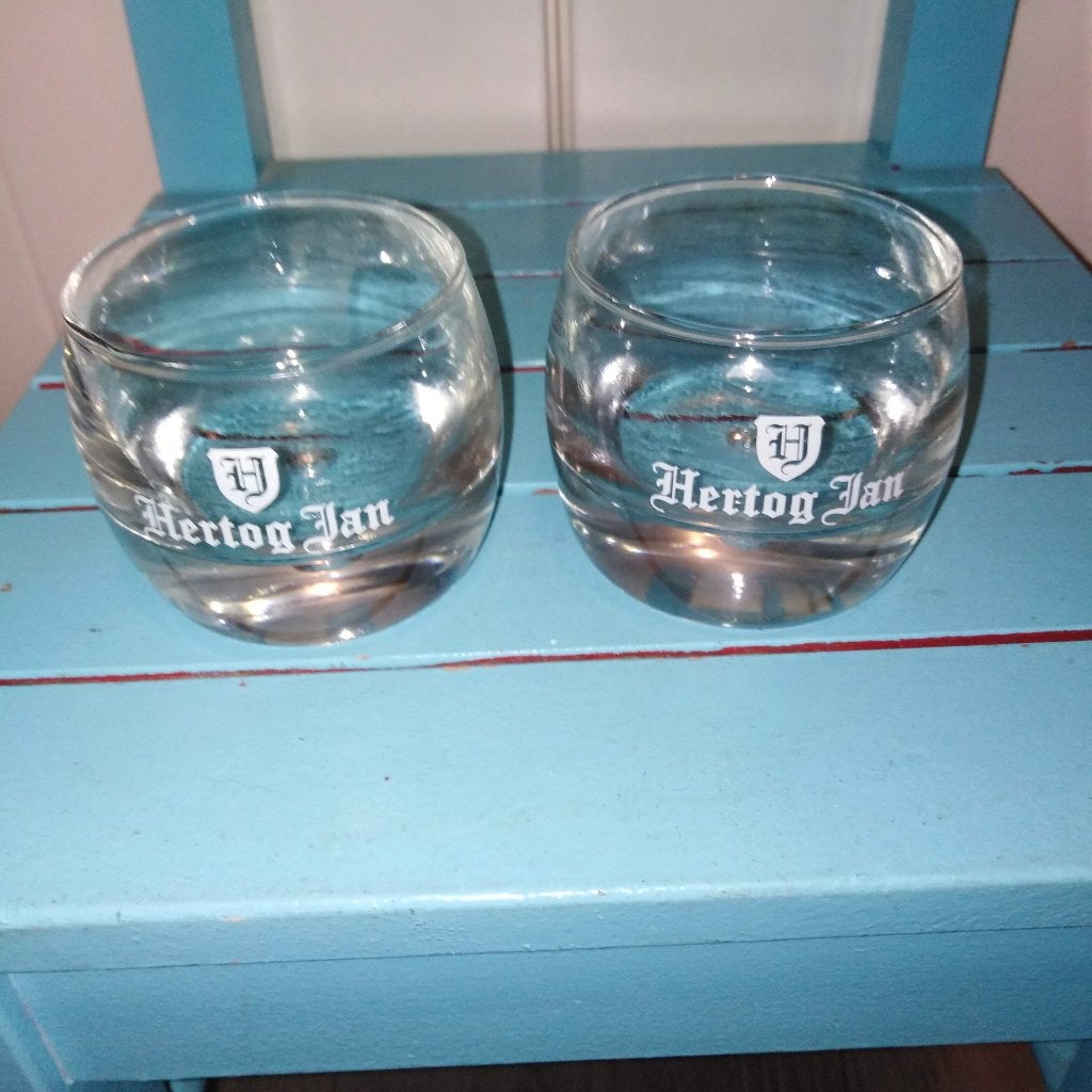 Hertog Jan amuse glaasjes 2 stuks, Ophalen, Glas of Glazen, Overige stijlen, Glas
