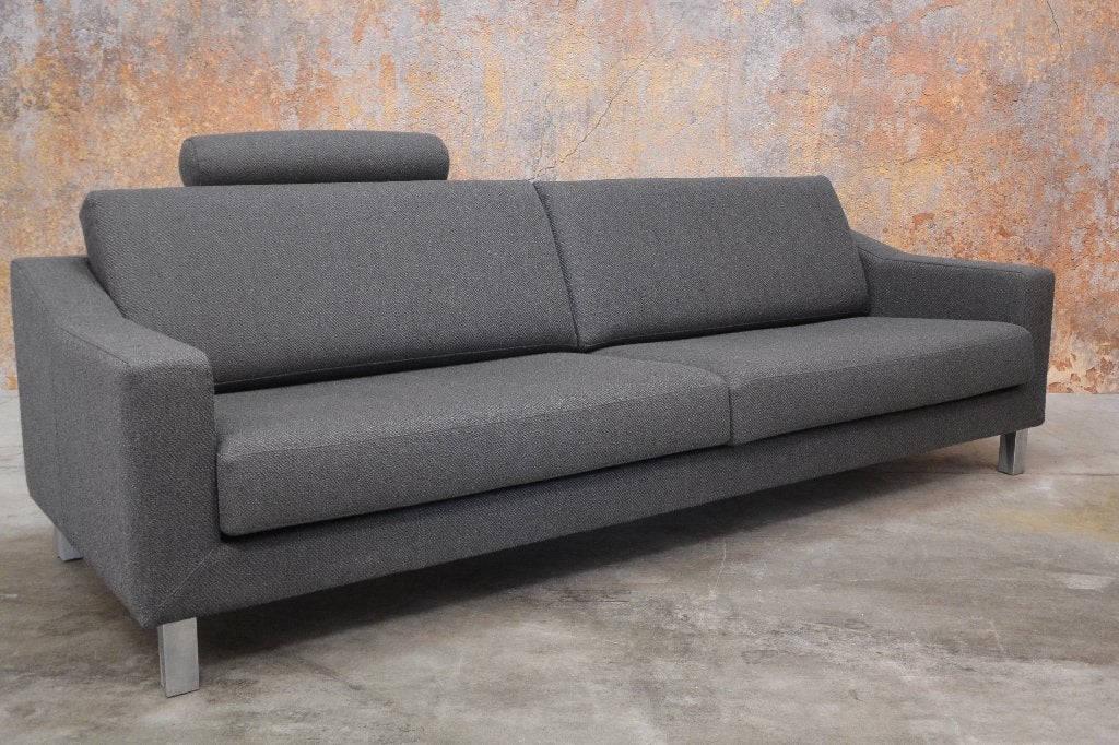 Als Nieuw! grote grijze stoffen Leolux Antonia design bank, Leolux, Leolux, Driepersoons, 75 tot 100 cm