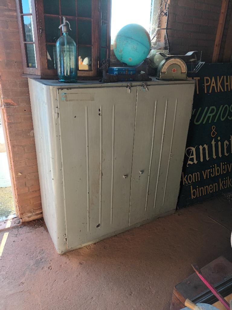 Vintage ijzeren fabriekskast, archiefkast industrieel, Ophalen, Gebruikt, 100 tot 150 cm, 100 tot 150 cm