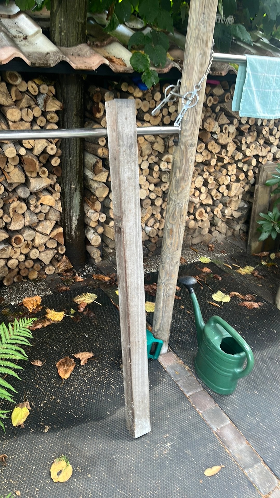 Hardhouten balk paal, Tuin en Terras, Ophalen, Zo goed als nieuw