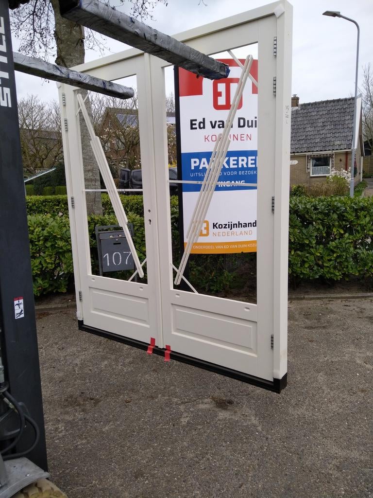 Hardhout kozijn met dubbele tuindeuren, Nieuw, Ophalen of Verzenden, Buitendeur, Hout