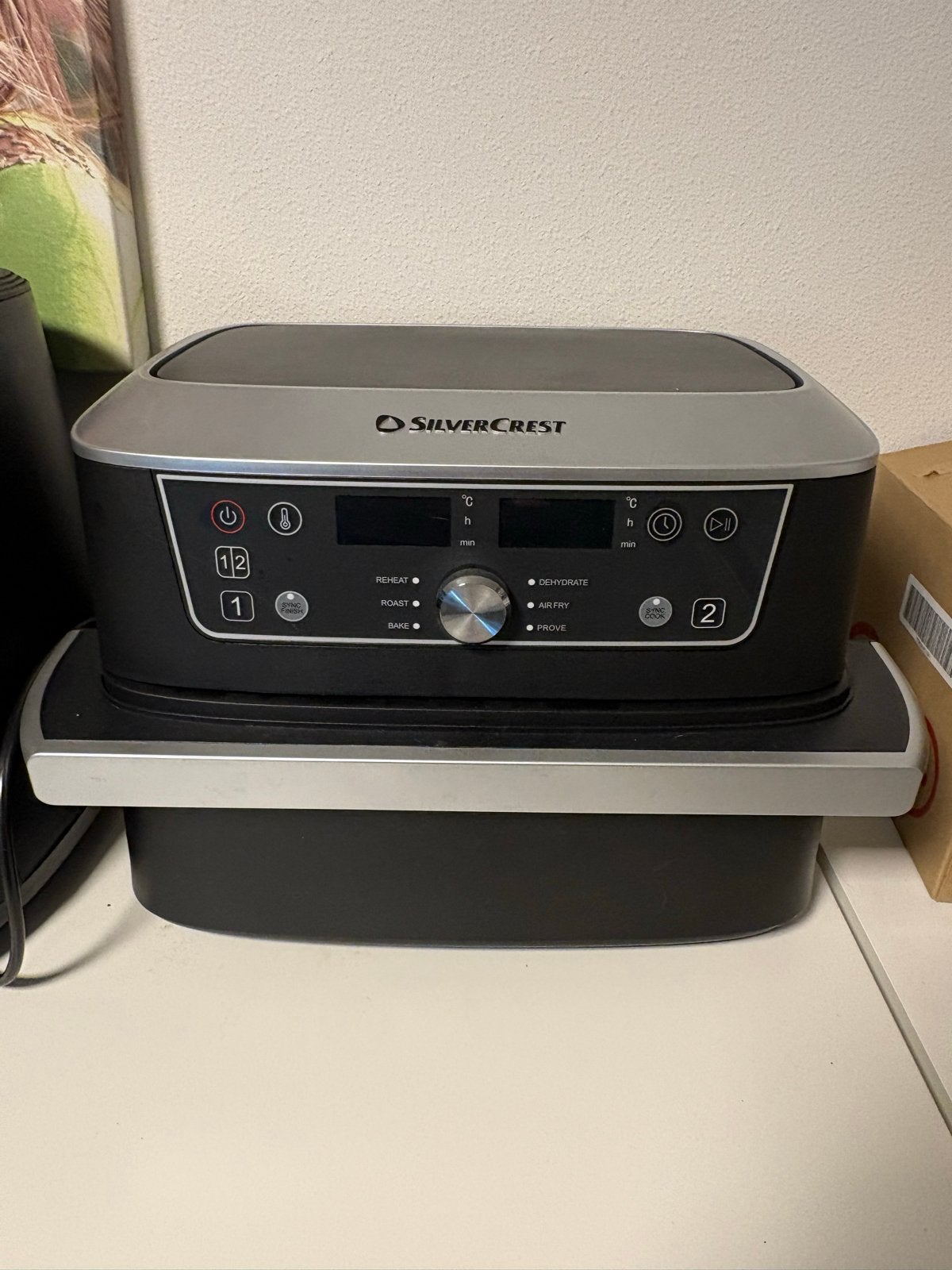 Silvercrest Dual Airfryer - Zo goed als nieuw, Witgoed en Apparatuur, Airfryers, Ophalen, Zo goed als nieuw, Airfryer XXL, 1500 gram of meer