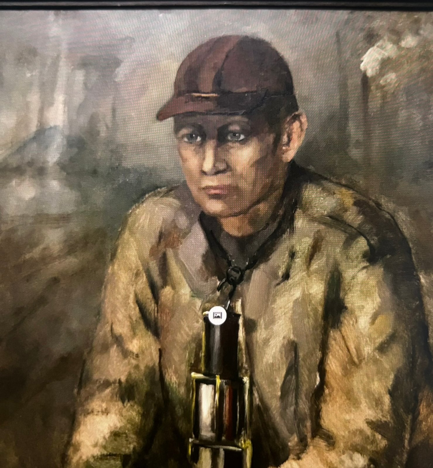 Mijnwerker  toh een onbekend persoon, Ingelijst, Verzenden, Olieverf, Portret