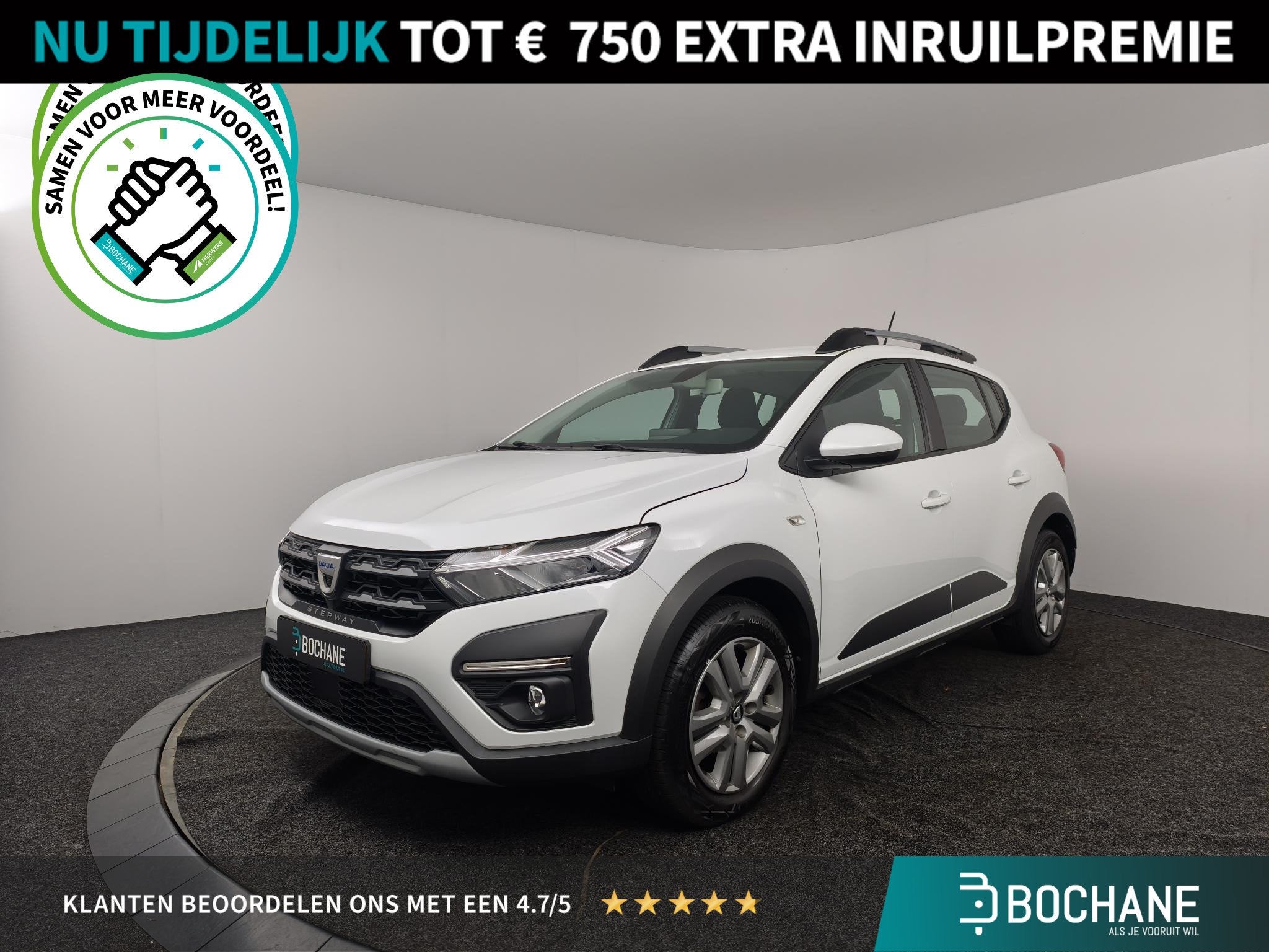 Dacia Sandero Stepway 1.0 TCe 100 Bi-Fuel Comfort | Navigati, Auto's, Voorwielaandrijving, Euro 6, 610 kg, Wit