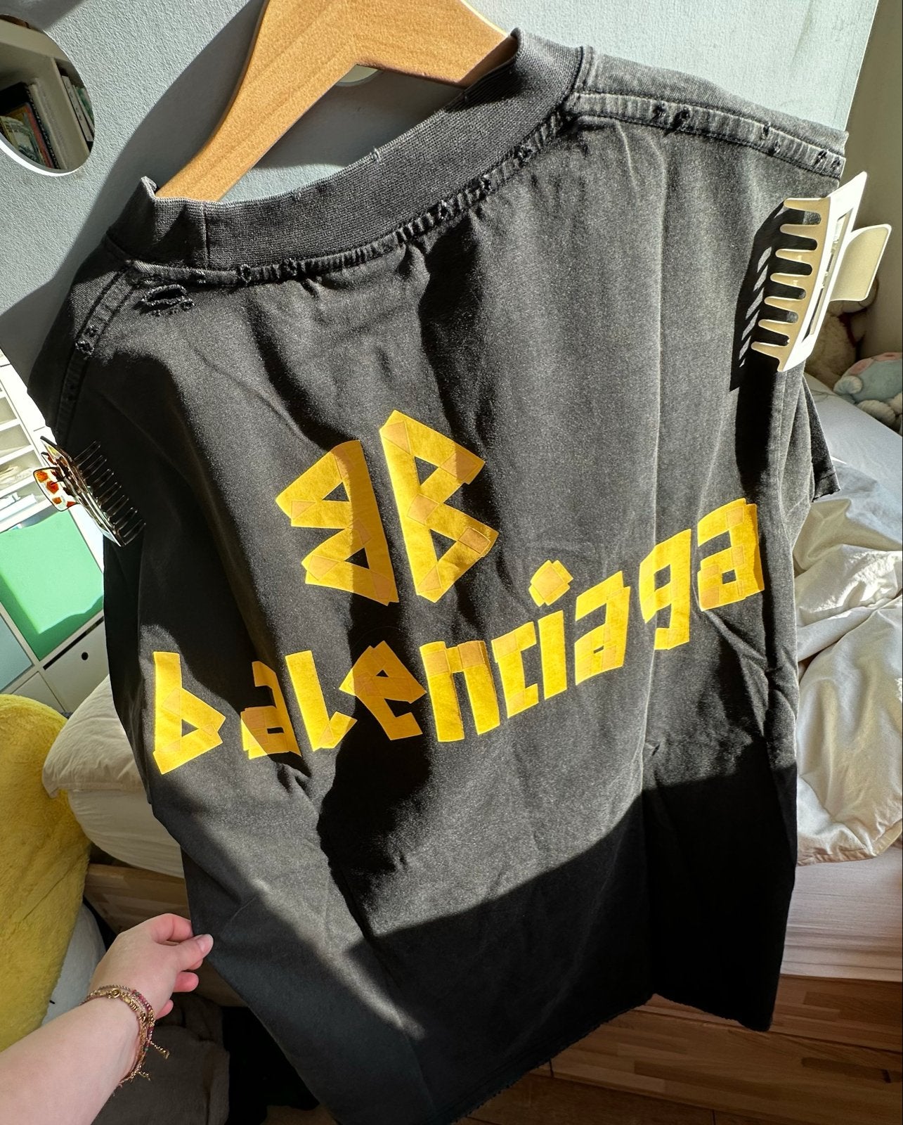 Balenciaga T-shirt met logo - Zwart/Geel, Verzenden, Zwart, Zo goed als nieuw, Korte mouw