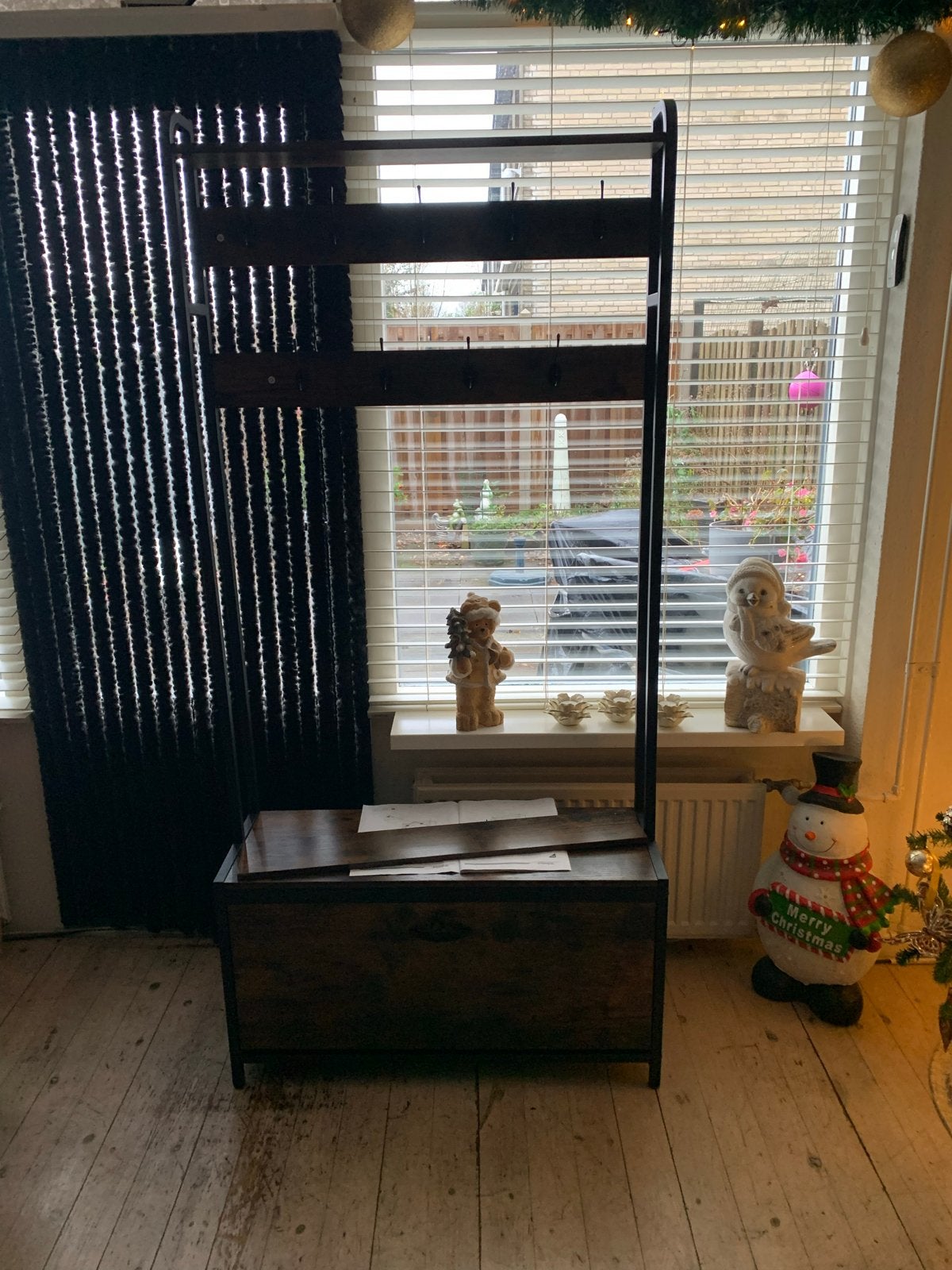 Kapstok met schoenenkast vintage bruin-zwart, Huis en Inrichting, Woonaccessoires | Kapstokken, Ophalen, Gebruikt, Metaal, Staande kapstok