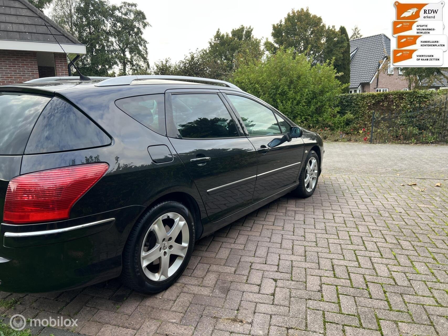 unieke Peugeot 407 SW 3.0-24V V6 Féline Aut 2007 full optio, Auto's, Gebruikt, Zwart, Verwarmde buitenspiegels, 2947 cc