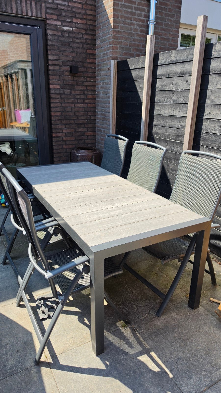 Tuintafel met stoelen, Ophalen, Gebruikt, Aluminium