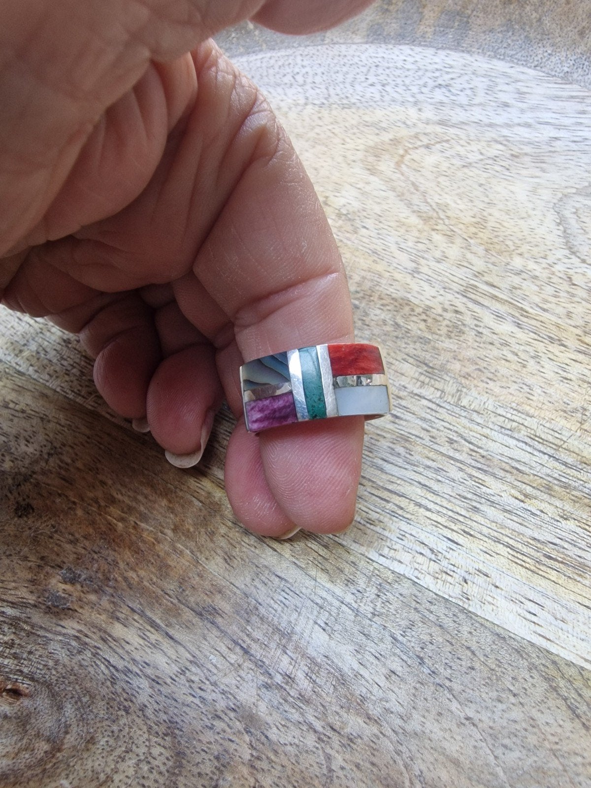 Zilveren ring met edelsteen Mexico, 19 tot 20, Ophalen of Verzenden, Met edelsteen, Dame
