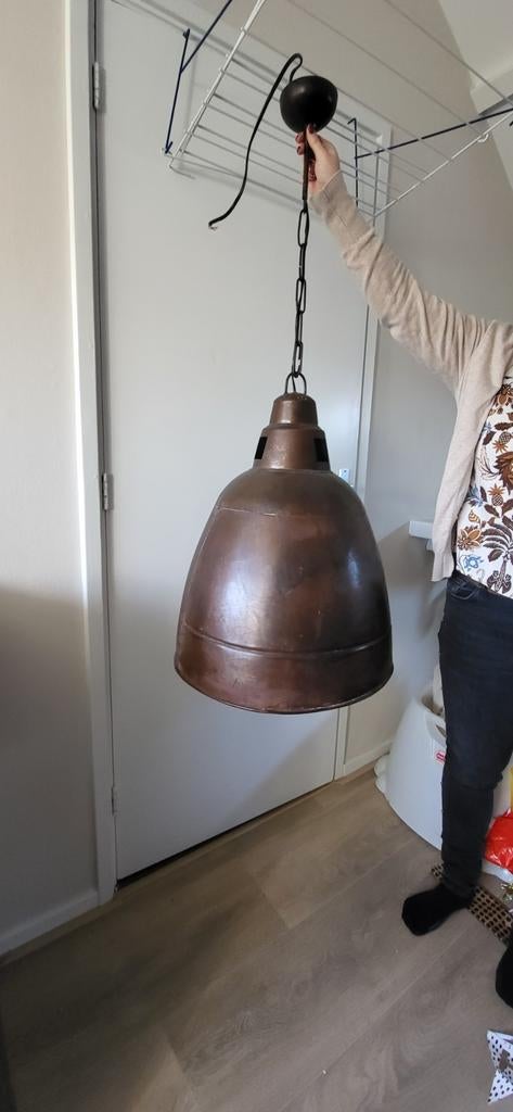 Industriële Hanglamp - Koperkleurig Metaal, Huis en Inrichting, Lampen | Hanglampen, Gebruikt, Ophalen of Verzenden, Industrieel