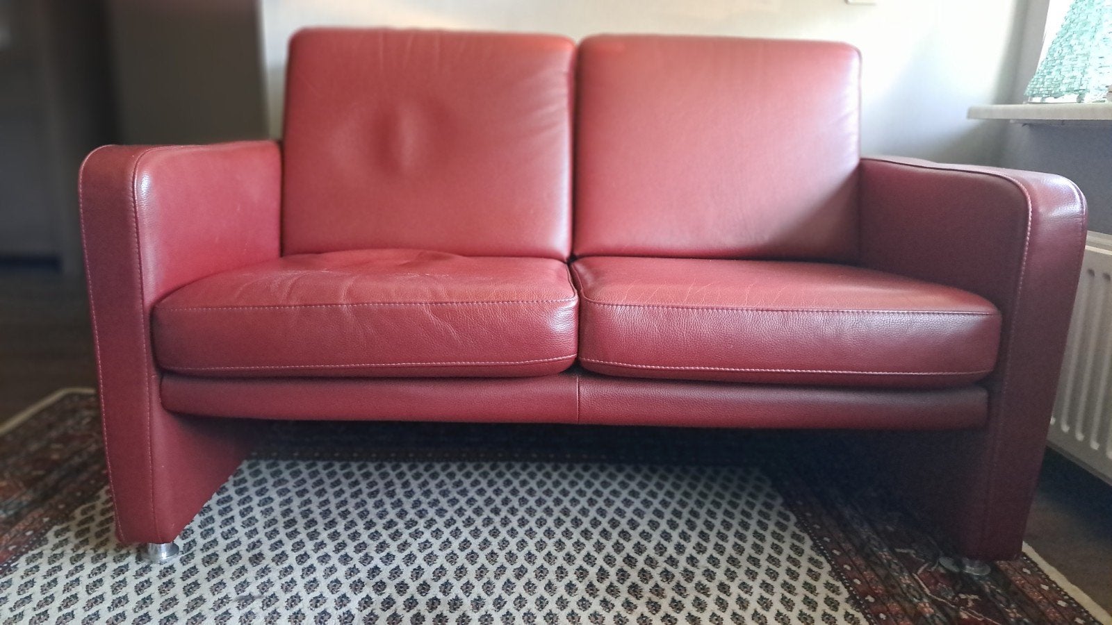 Leren 2 persoons bankje, gratis ophalen, Ophalen, Tweepersoons, Minder dan 150 cm, Leer