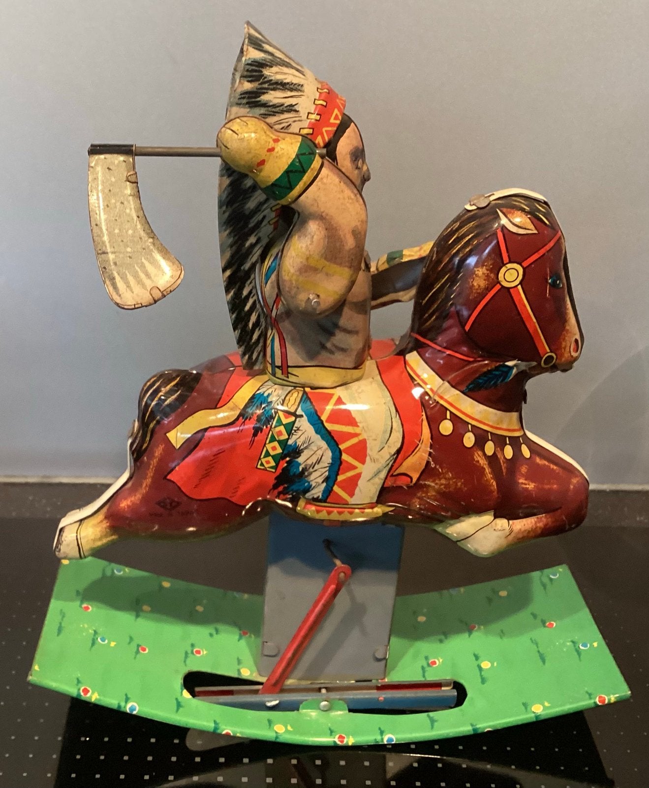 Opwindbare 1950 -1960 Blikken Indiaan op paard,SY, Japan, Antiek en Kunst, Antiek | Speelgoed, Ophalen