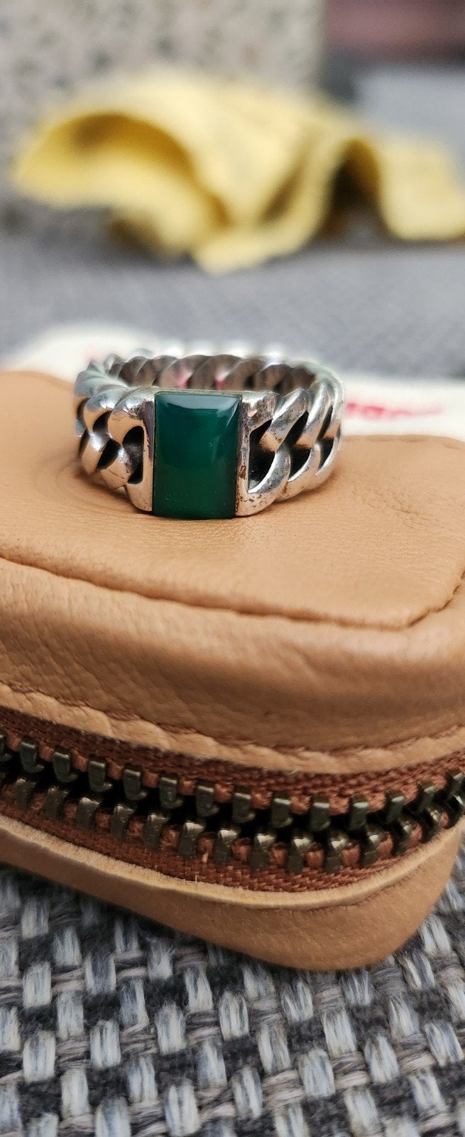Buddha to Buddha ring chain green chalcedony maat 16, Sieraden, Tassen en Uiterlijk, Ringen, Ophalen of Verzenden, Dame of Heer