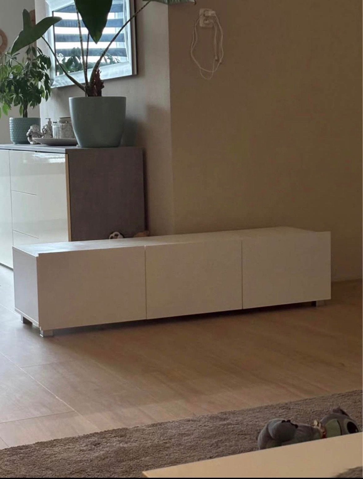 IKEA Besta Tv meubel wit hoogglans, Huis en Inrichting, Kasten | Televisiemeubels, Ophalen, Kunststof, Gebruikt, 150 tot 200 cm