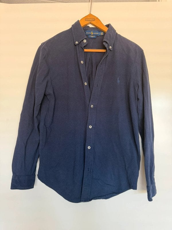 Ralph Lauren Marinekleurige Featherweight Mesh Shirt Maat S, Ophalen of Verzenden, Gedragen, Blauw, Ralph Lauren
