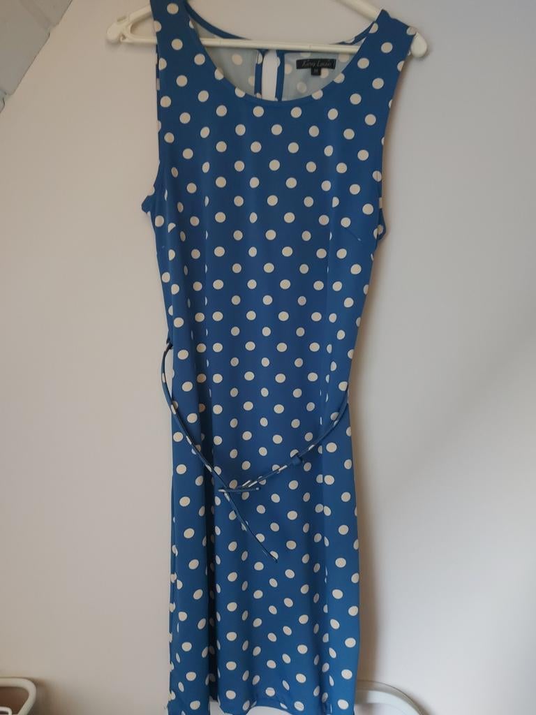 King Louie zomerjurkje blauw polkadot maat M, Kleding | Dames, Jumpsuits, Maat 38/40 (M), Blauw, Ophalen of Verzenden, Zo goed als nieuw