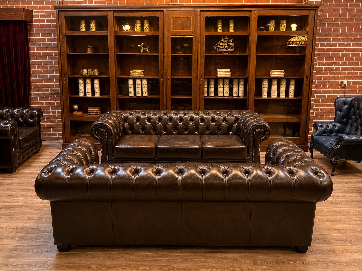 Birmingham Chesterfield 3+3 Leer, Huis en Inrichting, Banken | Bankstellen, Ophalen, Info@chesterfieldjunkie.nl, Gosem engelsstraat