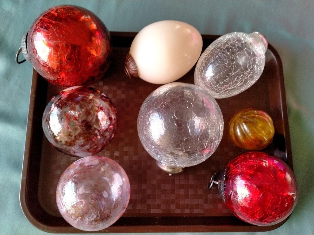 8 stuks Grote vintage glazen kerstballen, Diversen, Ophalen of Verzenden, Zo goed als nieuw