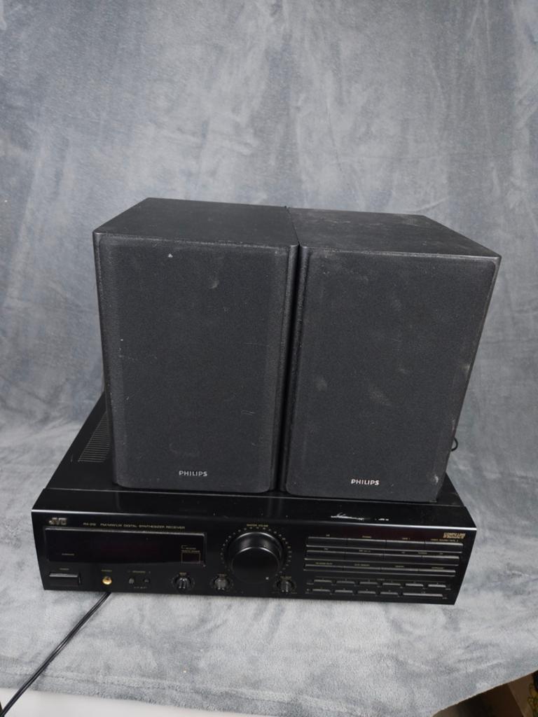 JVC Receiver RX 212 Zwart Philips Luidsprekers Stereo Set., Verzenden, Zo goed als nieuw, ., .