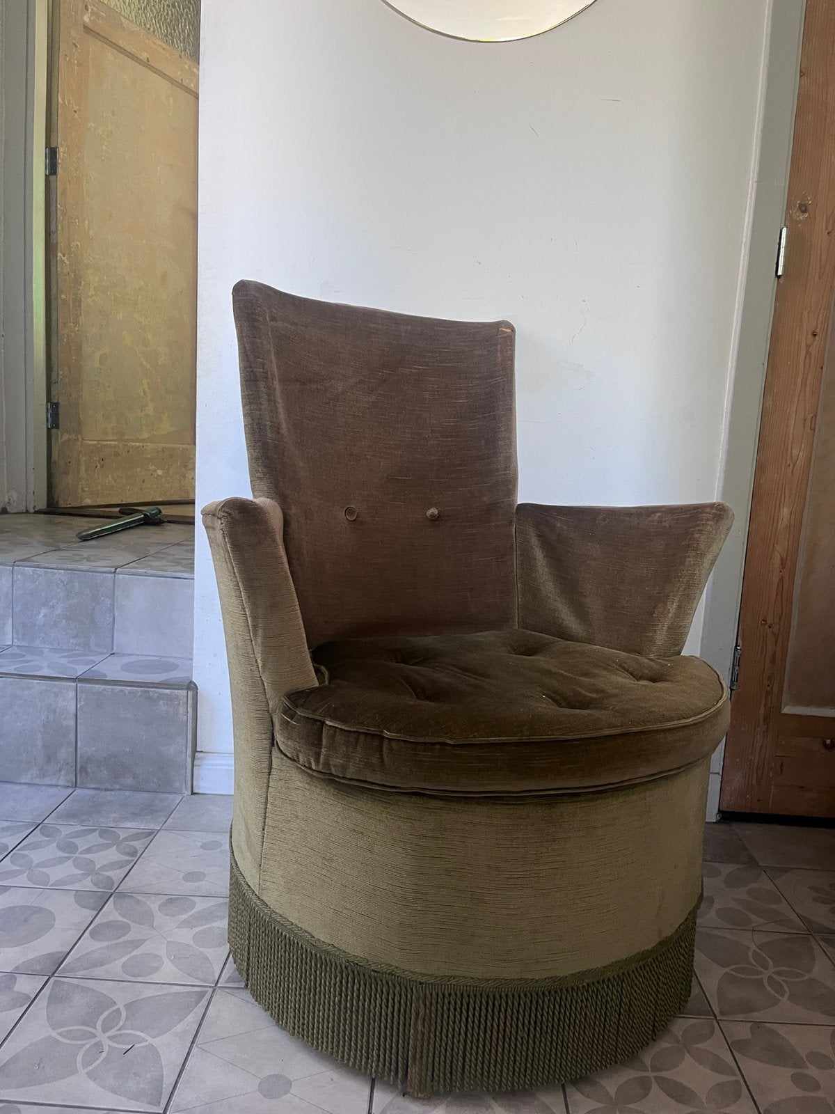 Vintage reto fauteuil stoel, Ophalen, Gebruikt, Minder dan 75 cm, 50 tot 75 cm