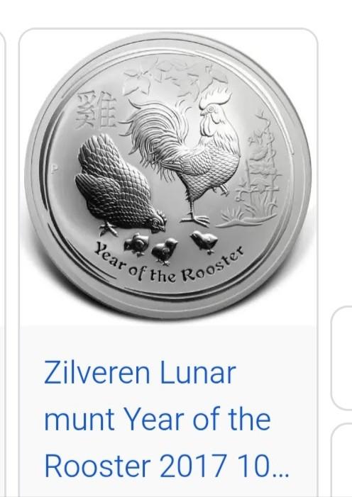 Zilveren Lunar munt Year of the Rooster 2017 in capsule, Koningin Beatrix, Zilver, Losse munt, Overige waardes