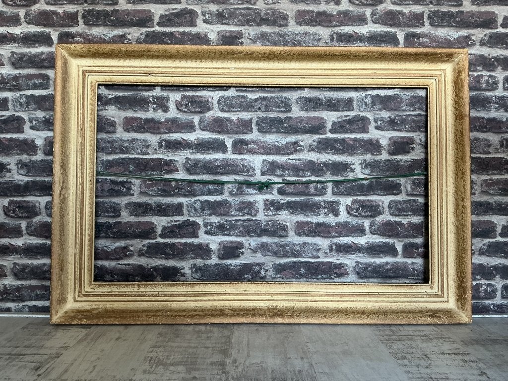 Antieke houten schilderijlijst met origineel spieraam., Ophalen, Gebruikt, Hout, Minder dan 50 cm