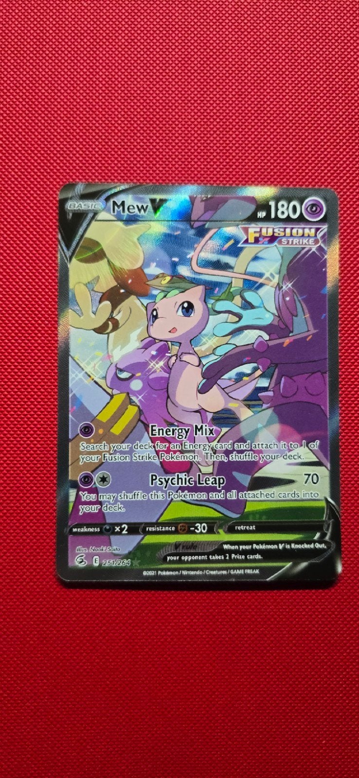 Mew V Alternate Full Art 251/264 Fusion Strike (NM), Ophalen of Verzenden, Zo goed als nieuw, Losse kaart, Foil