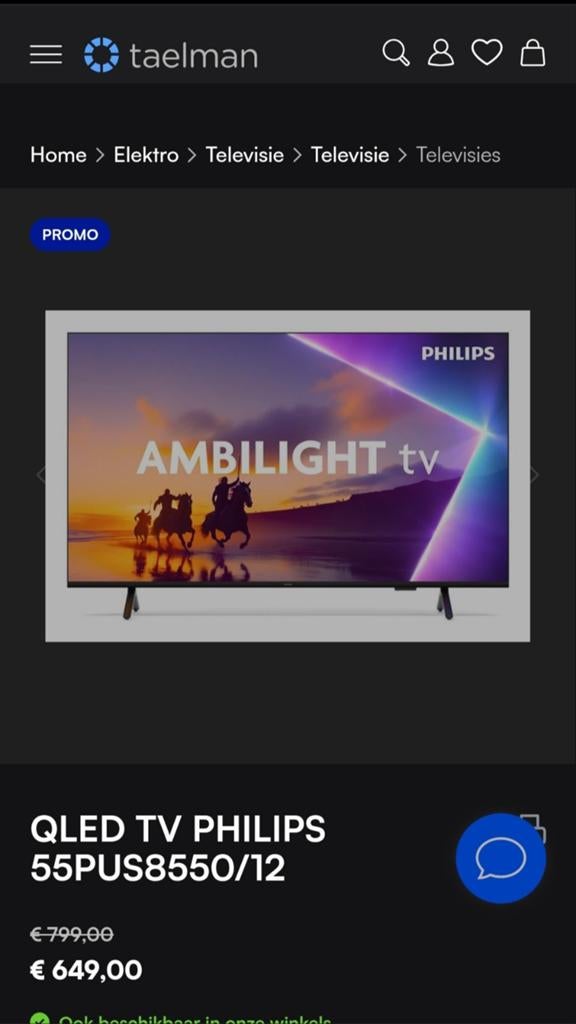 Philips 55PUS8550/12 Ambilight 4K Smart TV 55 inch, Ophalen, Philips, QLED, 50 Hz