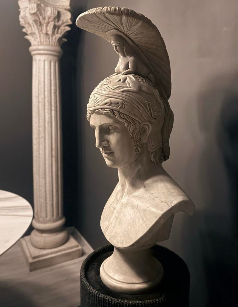 Indrukwekkende Marmeren Buste van Achilles - 90 cm, Antiek en Kunst, Kunst | Beelden en Houtsnijwerken, Ophalen