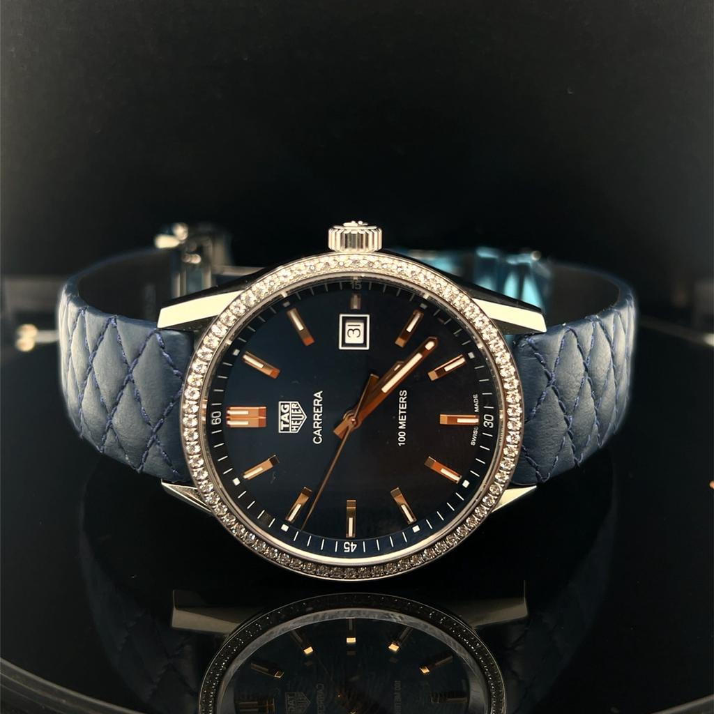 TAG HEUER QUARTZ 39 mm factory diamond, Sieraden, Tassen en Uiterlijk, Horloges | Heren, Ophalen of Verzenden, Zo goed als nieuw