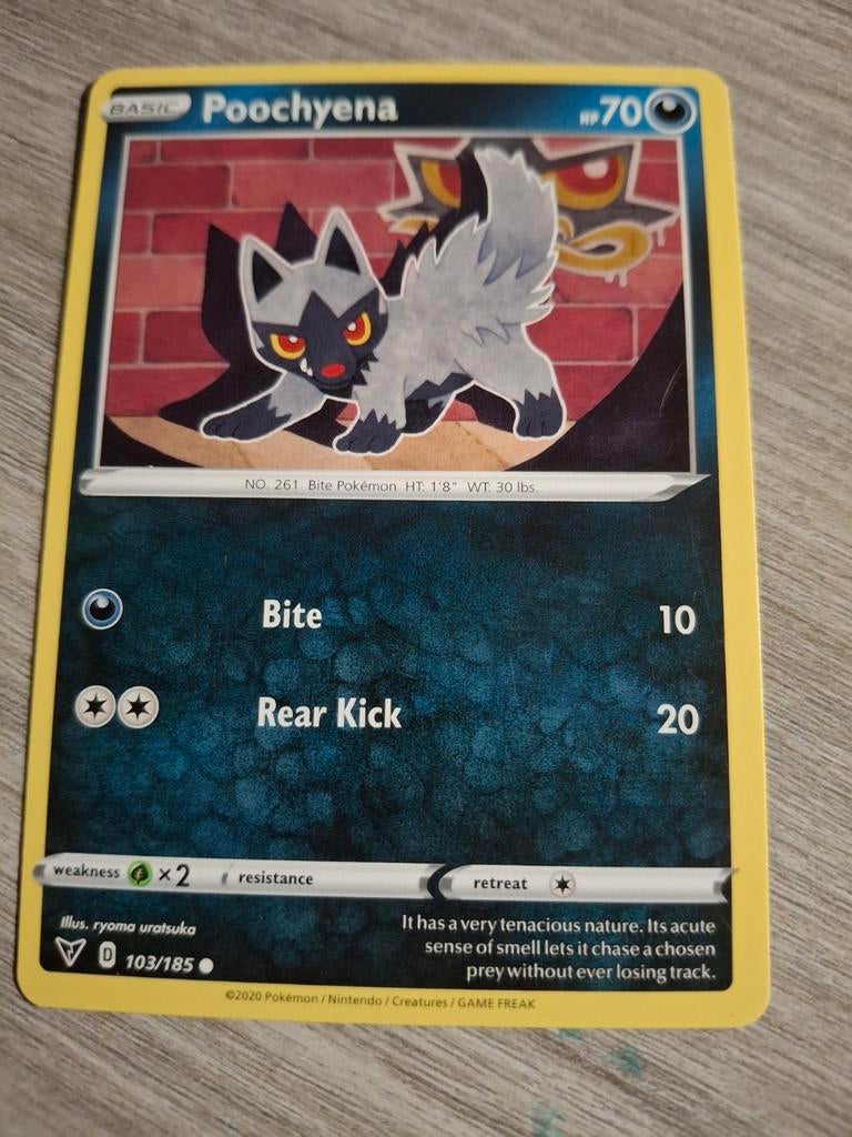 Pokémon Kaart Poochyena 103/185, Ophalen of Verzenden, Zo goed als nieuw, Losse kaart